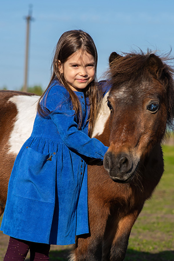 Вельветовое синее детское платье-туника для девочки