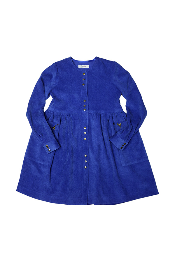 Вельветовое синее детское платье-туника для девочки