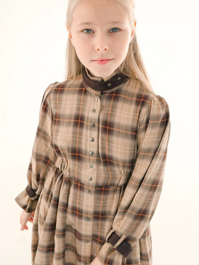 Бежевое детское платье-рубашка для девочки