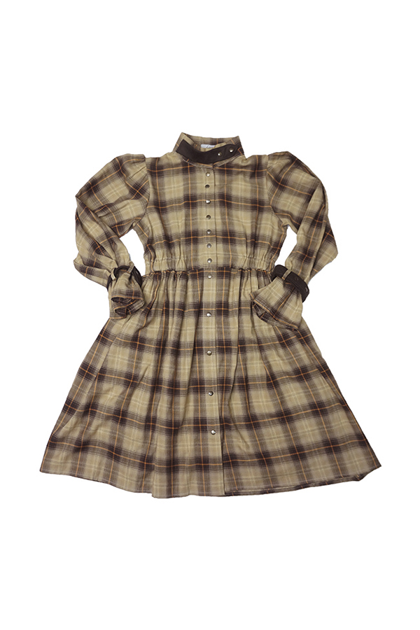 Бежевое детское платье-рубашка для девочки
