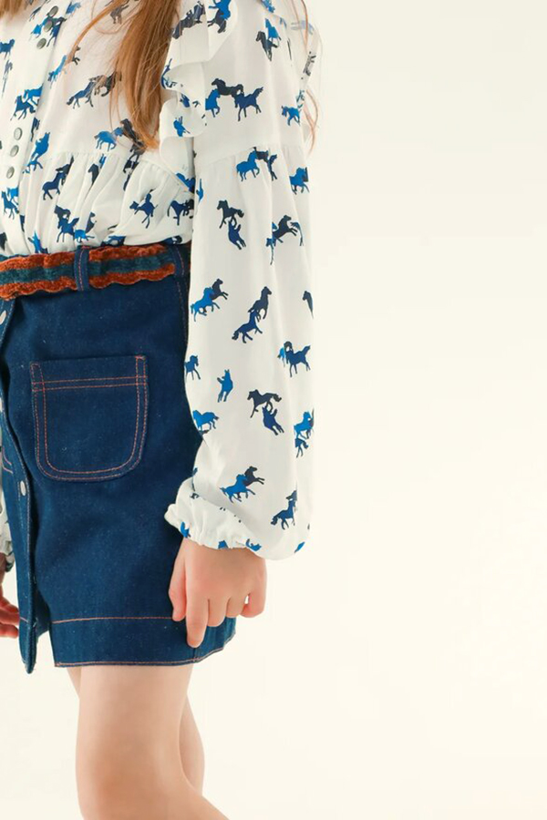 Принтованная белая детская блузка для девочки