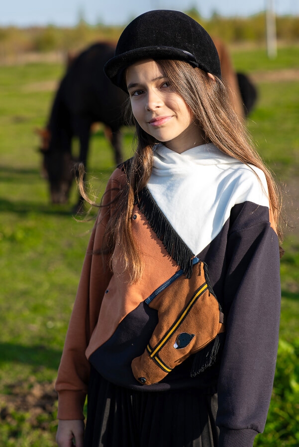 Комбинированный детский худи для девочки