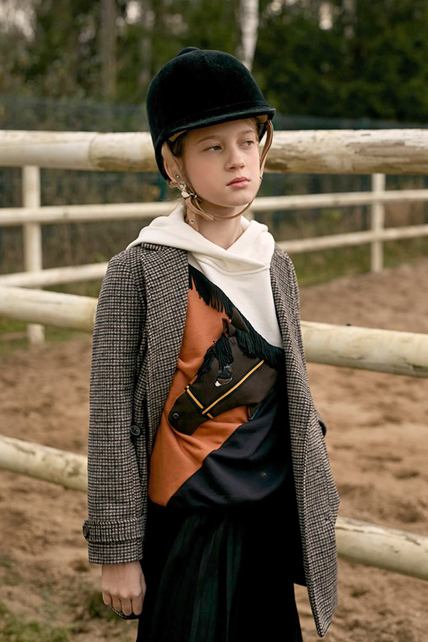 Комбинированный детский худи для девочки