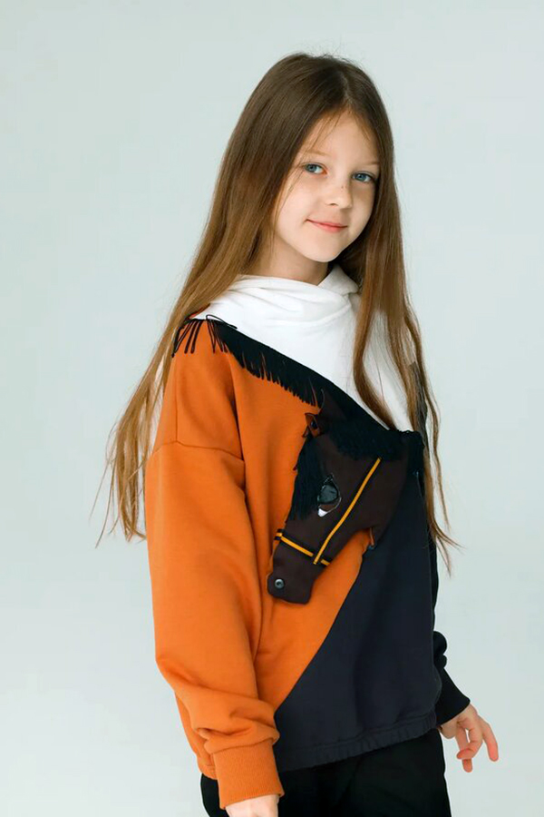 Комбинированный детский худи для девочки