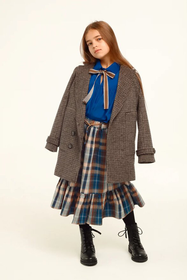 Двубортный теплый детский жакет для девочки