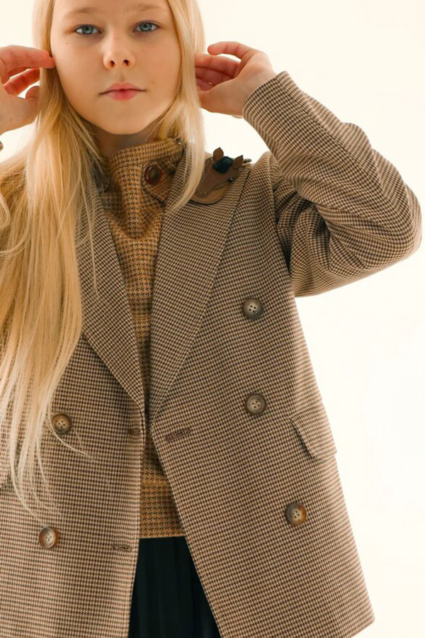 Двубортный теплый детский жакет для девочки