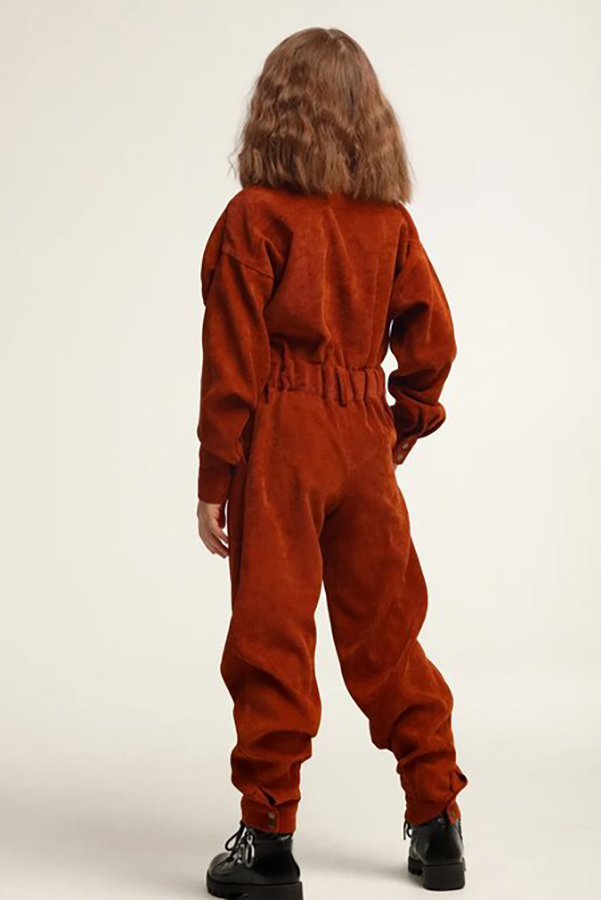 Оранжевый вельветовый детский комбинезон для девочки