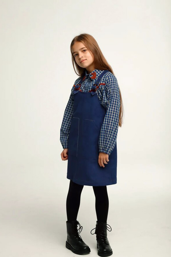 Синий замшевый детский сарафан для девочки