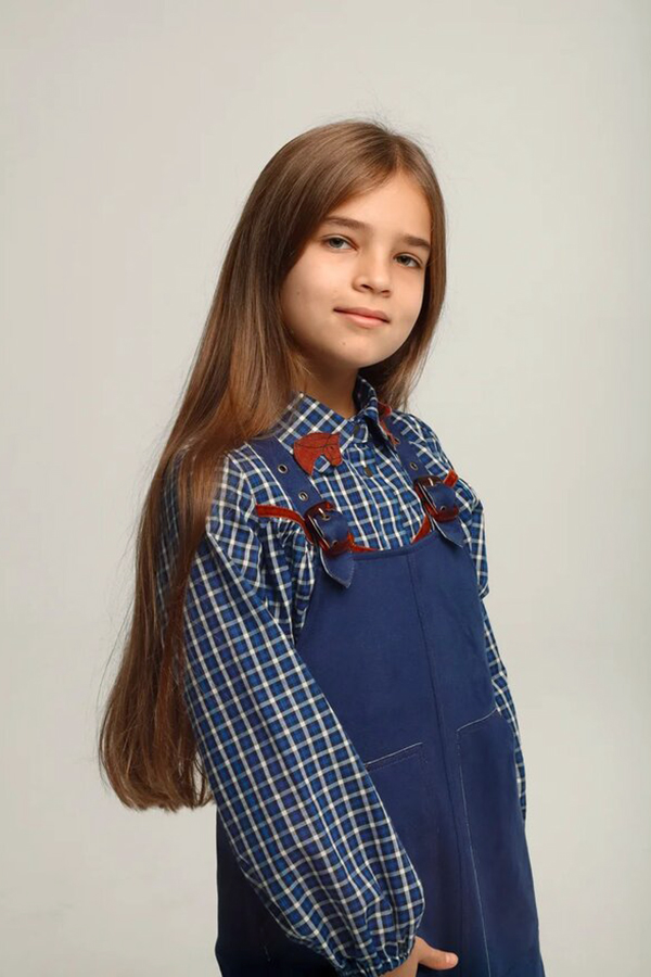 Синий замшевый детский сарафан для девочки