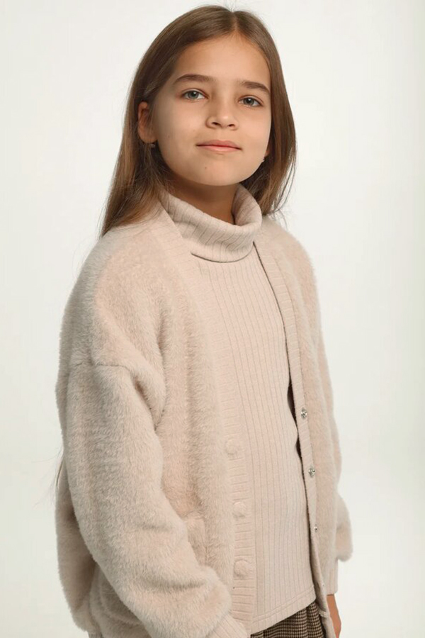 Комплект-двойка для девочки: бадлон без рукавов и кардиган из искусственного меха