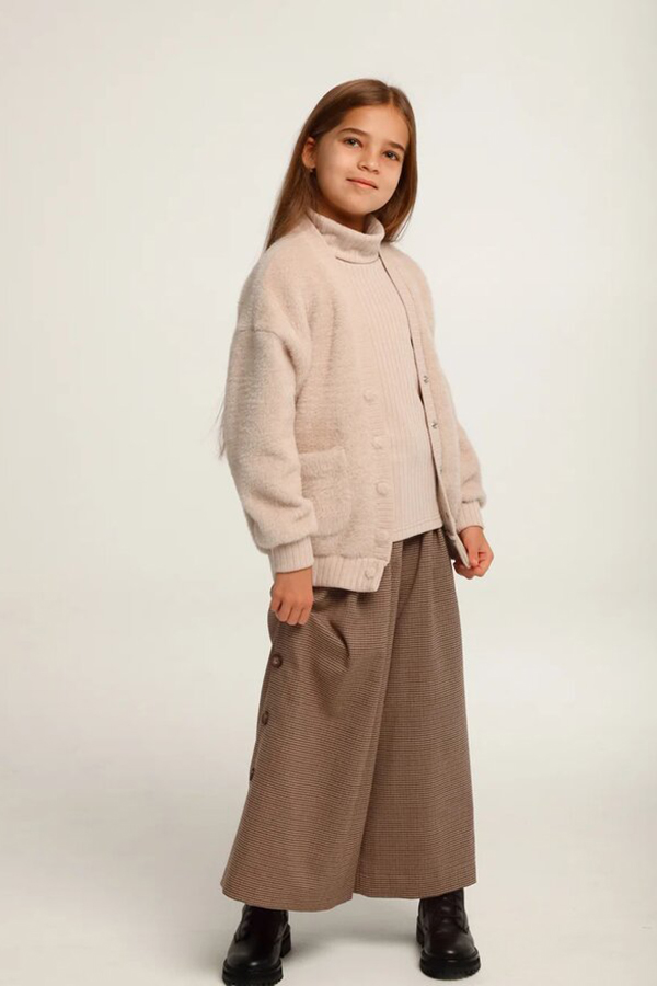 Комплект-двойка для девочки: бадлон без рукавов и кардиган из искусственного меха