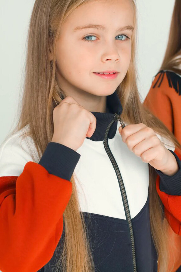 Детский комбинезон из футера на молнии с цветными вставками