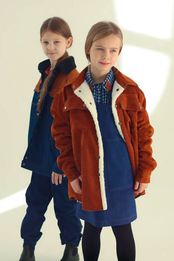 Вельветовая детская куртка унисекс с меховой подкладкой