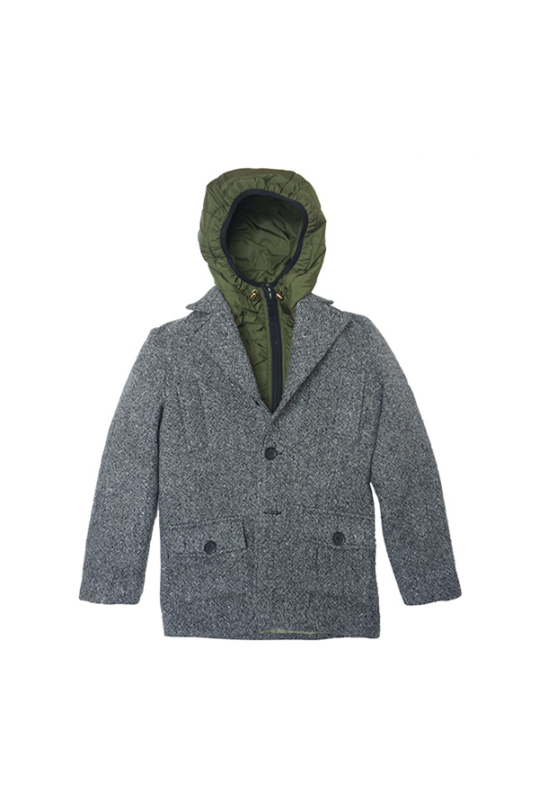 Шерстяное серое детское пальто для мальчика