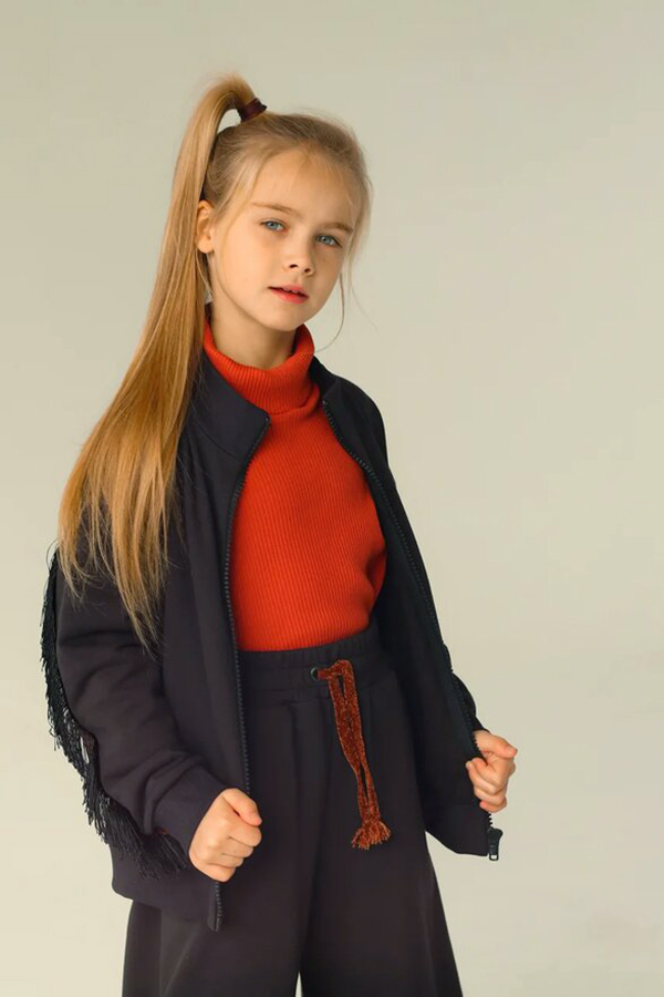 Графитовые трикотажные детские кюлоты для девочки