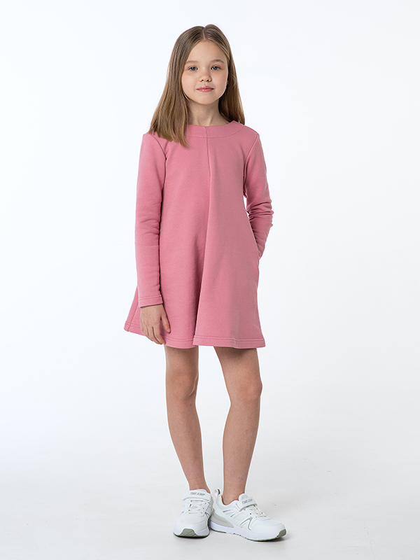 Розовое детское платье "мини" с сердечком "Первая любовь"