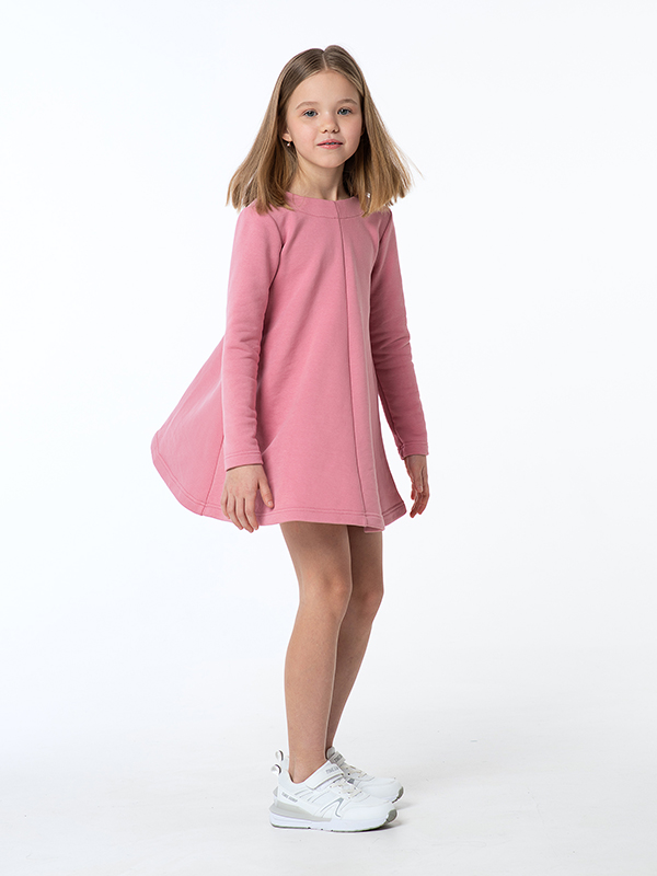 Розовое детское платье "мини" с сердечком "Первая любовь"