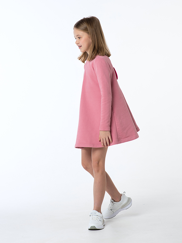 Розовое детское платье "мини" с сердечком "Первая любовь"