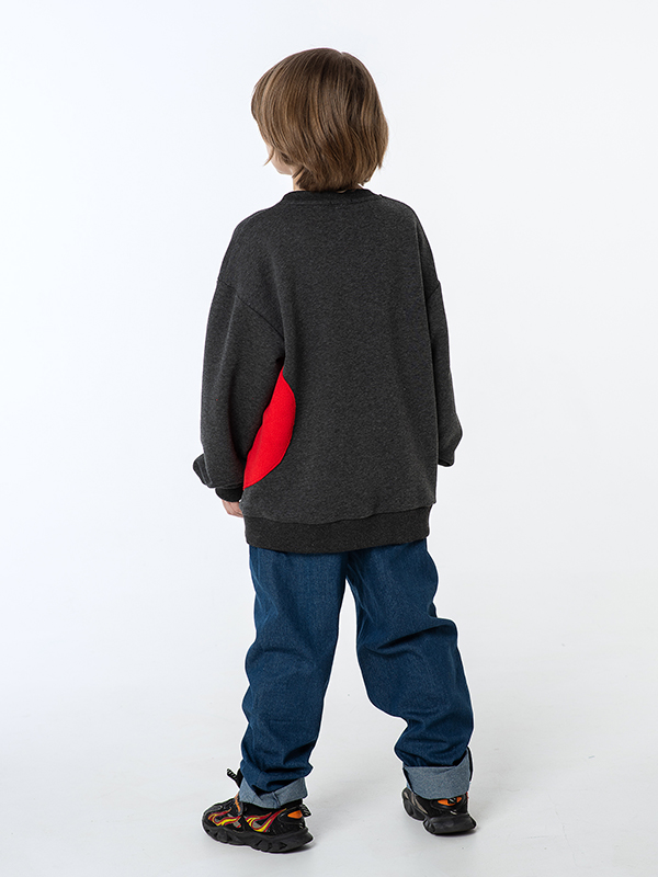 Темно-серый меланж свитшот с большой аппликацией Сердце