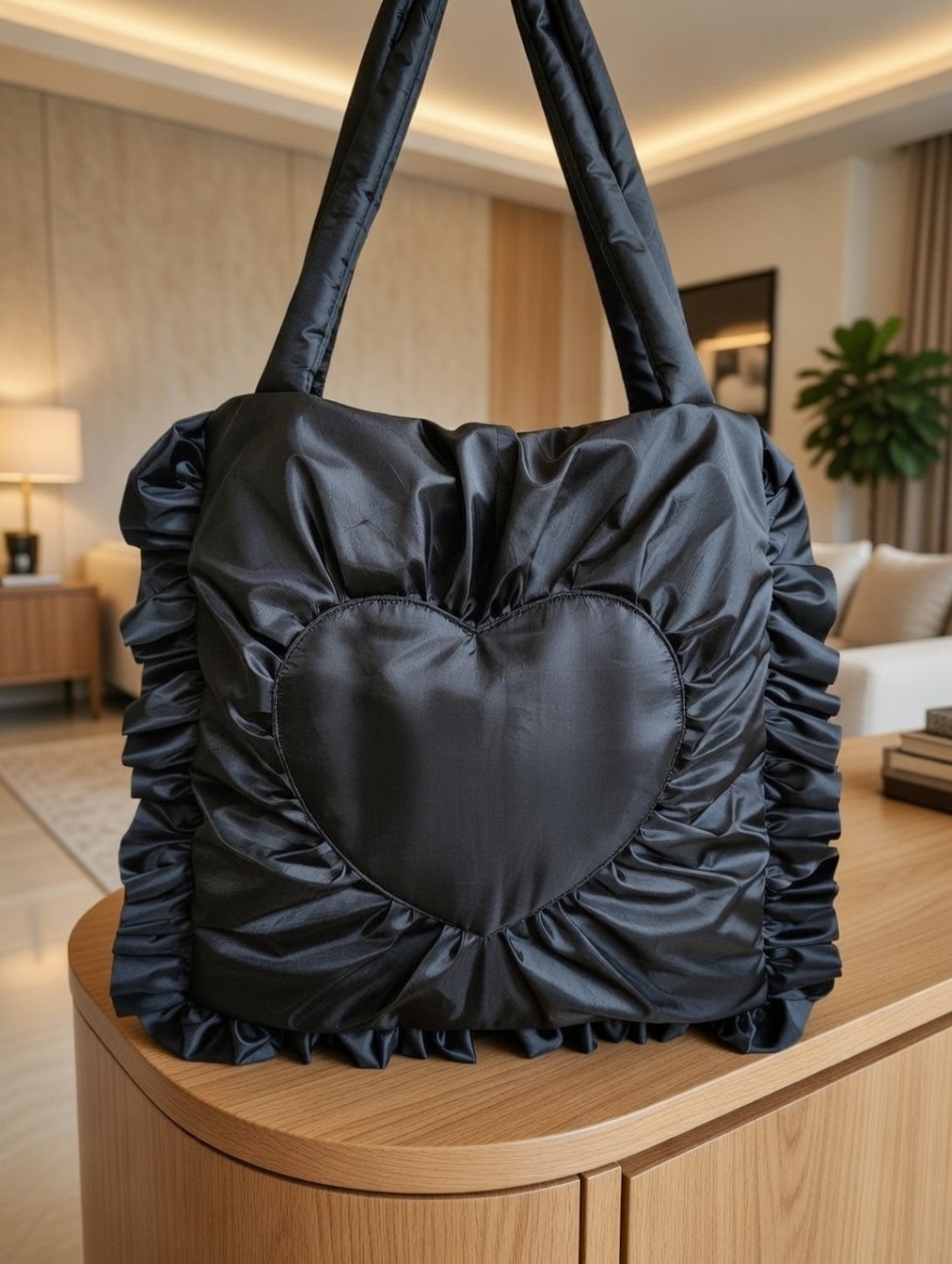 Сумка-шоппер с драпировками "Черное Сердце"