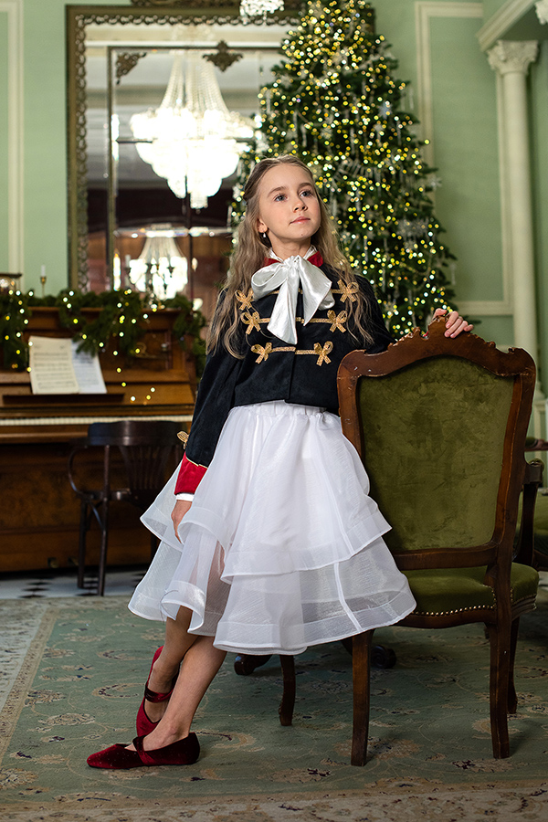 Юбка из шелковой органзы для девочки — двухслойная