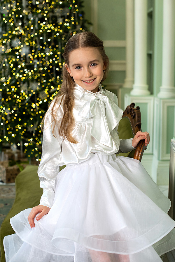 Юбка из шелковой органзы для девочки — двухслойная