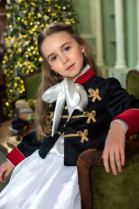 Бархатный жакет «Щелкунчик» для девочки — мундир, чёрный