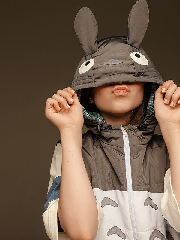 Серо-белый детский жилет Тоторо с капюшоном