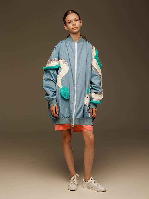 Голубая куртка-бомбер с драконом Хаку - Унесенные призраками