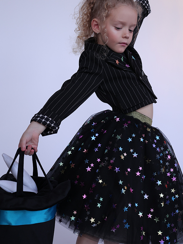 Нарядная детская юбка из фатина со звездами