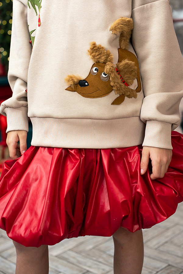 Нарядная ярко красная юбка-баллон