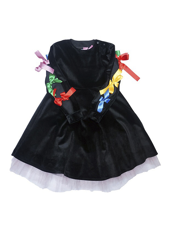 Платье детское из черного бархата с подъюбником