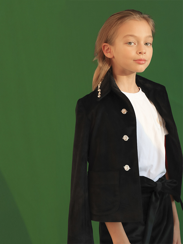 Нарядные черные бархатные детские брюки для девочки