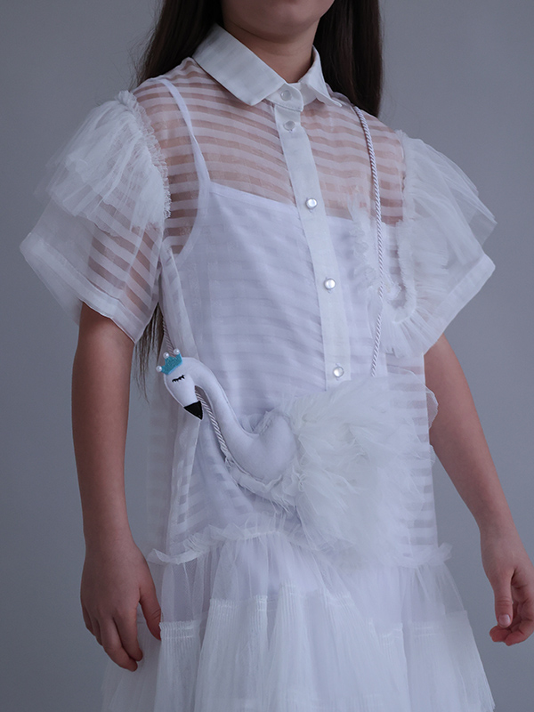 Белая детская сумочка-кошелек "Лебедь"