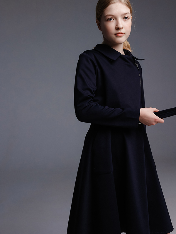 Синее школьное платье-косуха