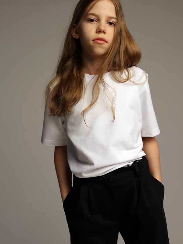 Синие школьные брюки-бананы на девочку