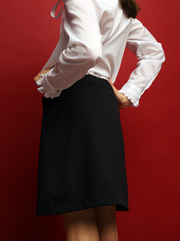 Синяя школьная юбка-трапеция с молниями