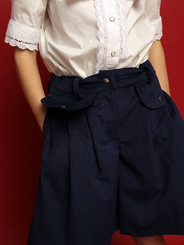 Синие школьные шорты из вельвета на девочку