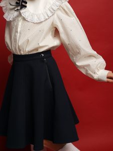 Синяя школьная юбка-солнце из джерси на девочку