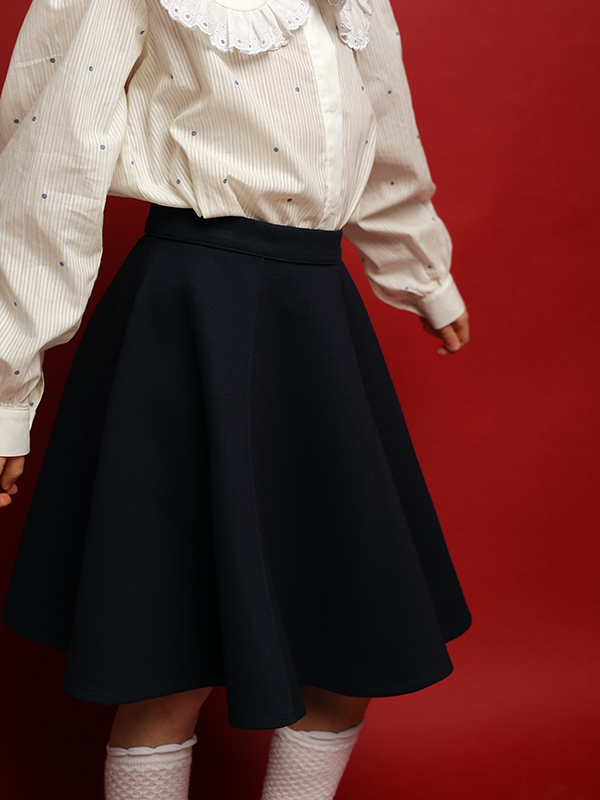 Синяя школьная юбка-солнце из джерси на девочку