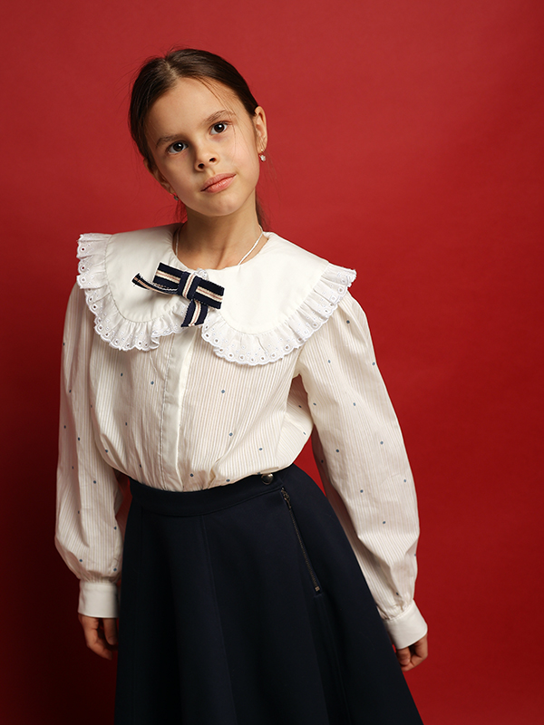 Синяя школьная юбка-солнце из джерси на девочку