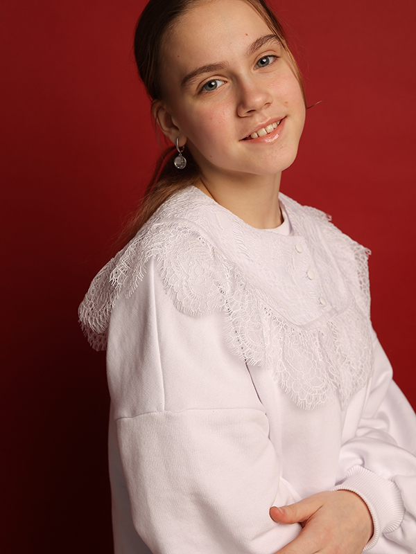 Белая кружевная съемная пелерина