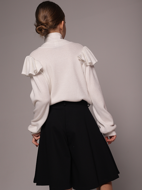 Расклешенная синяя школьная шорты-юбка на девочку