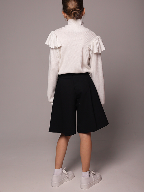 Расклешенная синяя школьная шорты-юбка на девочку