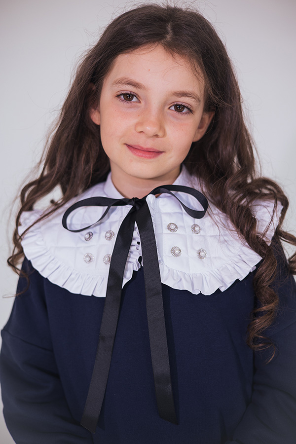 Съемный белый стеганый школьный воротник с жемчужинами