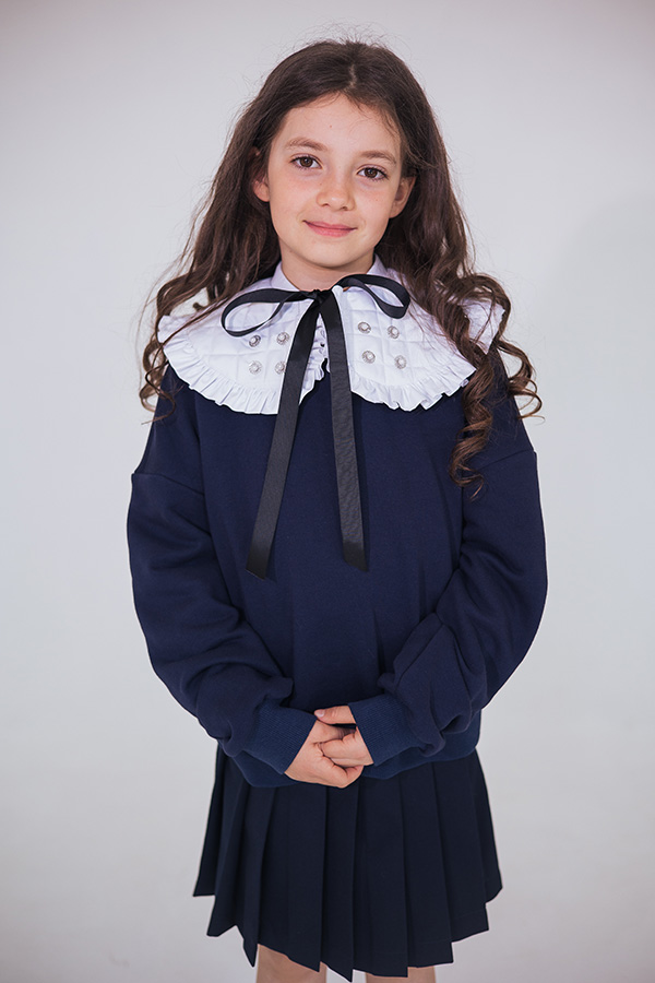 Съемный белый стеганый школьный воротник с жемчужинами