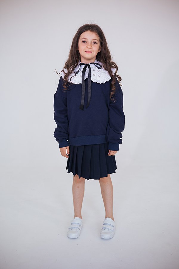 Съемный белый стеганый школьный воротник с жемчужинами