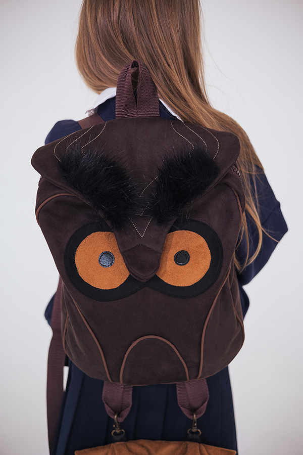 Коричневый школьный рюкзак "Сова" с пеналом "Мышь"