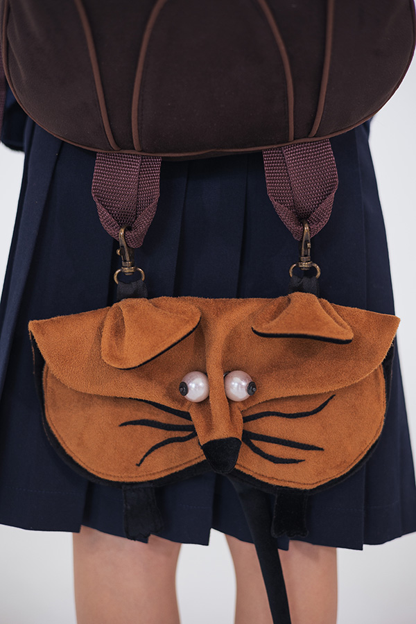 Коричневый школьный рюкзак "Сова" с пеналом "Мышь"