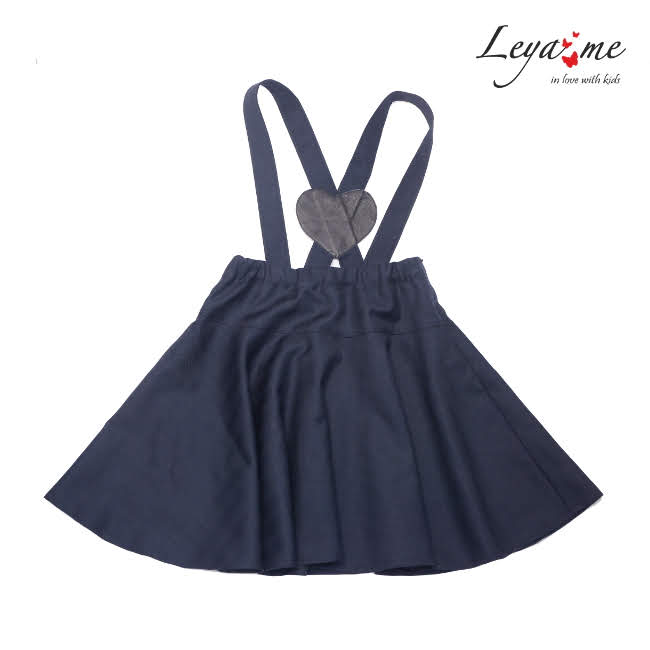 Синяя школьная юбка на кокетке с лямками